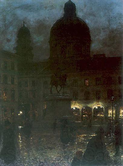 Aleksander Gierymski Wittelsbacher Square during the night. Germany oil painting art